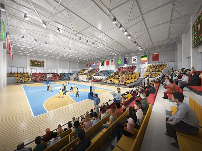 Basketball Gymnasium Indoor Basketball Court 3d model