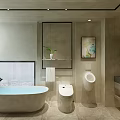 Bright Modern Bathroom With Lush Green Plant Wall And Cozy Lounge Chair And Freestanding Bathtub