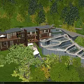 Stunning Modern Detached Villa with Glass Windows and Lush Green Hillside