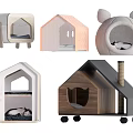 Unique Pet Bed Designs Featuring House Shaped And Bear Ear Styles For Pets 3d model