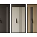 Modern Security Doors With Three Color Options Vertical Stripes And Handle 3d model
