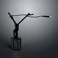 Black Adjustable Microphone Stand With Flexible Arms And Audio Cable