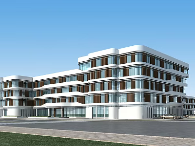 Modern School Building Exterior Design With Multi Story Glass Windows And White Facade 3d model