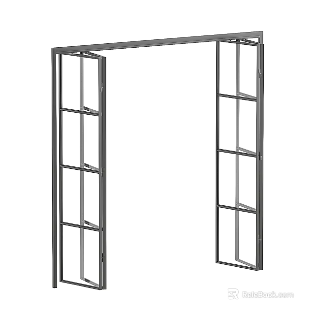 Modern Folding Door With Metal Frame And Glass Panels For Interior Space 3d model 