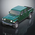 Jeep Green Four Door Pickup Truck With Rugged Exterior Design And Open Bed