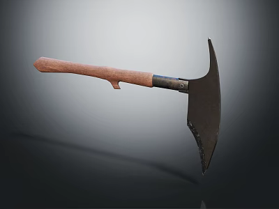 Sharp Axe With Wooden Handle And Metal Blade As Traditional Weapon 3d model