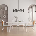 Modern dining table multi-person dining table 3d model