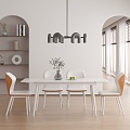 Modern dining table multi-person dining table 3d model