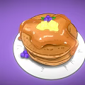 Delicious Stack of Pancakes With Butter Drizzled Syrup and Fresh Blueberries