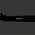 Blue And Black Long Barrel Sci Fi Weapon With Buttons And Scope On Shiny Surface 3d model