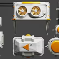 Industrial Design Electronic Electrical Components With Dual Fans Control Knobs And Orange Buttons 3d model
