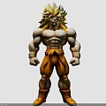 Golden Haired Muscular Action Figure With Yellow Orange Outfit And Glowing Details