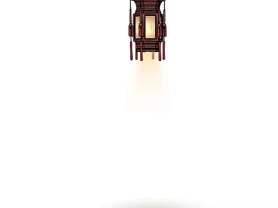 Traditional Chinese Wooden Hanging Lantern with Warm Lit Glow and Intricate Carvings 3d model