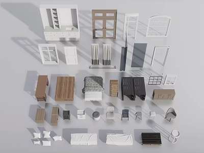 Stylish Modern Table Chair Combination Set with Wooden Design and Home Decor Elements 3d model