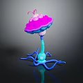 Colorful 3D Fantasy Structure With Pink Purple Umbrella Top Blue Stem And Tentacle Base
