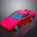 Red Sports Car With Two Door Design And Rear Spoiler On Shiny Surface