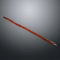 Red Long Staff Weapon With Textured Body And Metal Tip