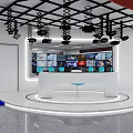 Modern Spacious Monitoring Control Room With Large Display Screens And Multiple Orderly Computer Workstations