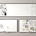 Whiteboard With Sketches Charts Sticky Notes And Project Planning Details 3d model