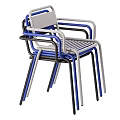 Black Metal Frame Chair With Leather Backrest And Metal Slat Seat