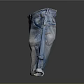Stylish Blue Denim Shorts With Pockets Belt Gradient Color And Rolled Cuffs
