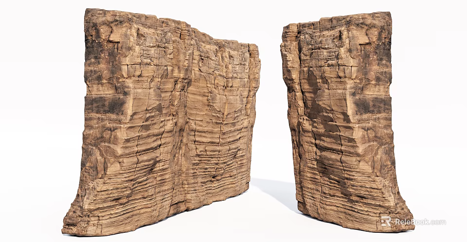 Natural Stone And Wood Structure Featuring Layered Textured Surface Design 3d model
