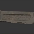 Ancient Stone Carved Architectural Structure With Intricate Relief And Base Feet