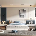 Modern Children's Room Interior With Cozy Bed Striped Rug Accent Chair And Decorative Art