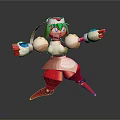 Robot Girl Character With Green Hair Red Hat Blue Eyes And White Red Mechanical Body