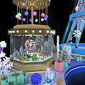 Winter Wonderland Decorative Scene With Illuminated Tower Snowflakes And Pavilion Platform