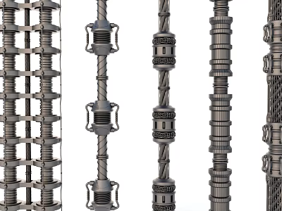 Various Metal Pipes With Different Structural Design Features For Industrial Use 3d model