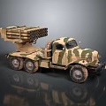 Military Rocket Launcher Weapon System Mounted On Camouflage Army Truck With Multiple Tubes 3d model