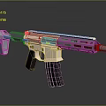 Modern Tactical Weapon With Gold Silver Finish Black Magazine And Red Sight