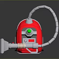 Powerful Red Electronic Vacuum Cleaner For Home Use With Gray Hose And Nozzle