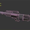 Futuristic Sci Fi Weapon With Metallic Barrel Grip Hole Pattern And Blue Accent