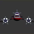 Shiny Stylized 3D Seaplane Model With Multiple Propellers Purple Red White Colors 3d model