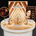 Elegant Perfume Cosmetics Display Stand With Golden Lighting And Multiple Products