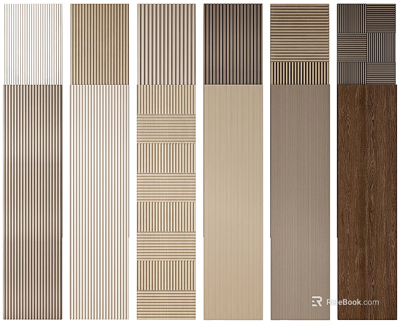 Modern Decorative Wall Panels With Various Textures And Natural Wood Grain Patterns 3d model