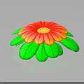 Vibrant Decorative Flowering Plant with Red and Yellow Petals and Green Leaves