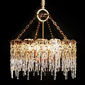 Luxurious Gold Frame Crystal Chandelier with Hanging Icicle Design for Elegant Interior Decor