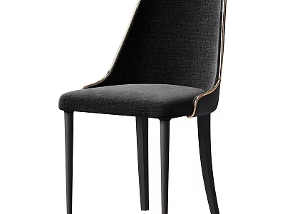 Modern Black Fabric Upholstered Single Chair With Gold Accent Trim 3d model