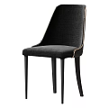 Modern Black Fabric Upholstered Single Chair With Gold Accent Trim