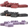 Modern Gray Sectional Sofa With Modular Design Plush Cushions And Multiple Seats 3d model
