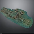 Detailed Scene Component Model With Turquoise Base Metal Tracks And Platforms 3d model