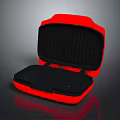 Red Open Electric Sandwich Maker with Black Heating Plates Ideal for Home Kitchen