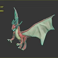 Red Dragon Game Movie Character With White Wings Green Horns And Yellow Claws