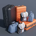 Assorted Luggage Collection Featuring Black Orange Blue Gray Suitcases Backpacks And Handbags