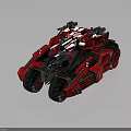 Red Futuristic Armored Vehicle Featuring Sci Fi Mechanical Design And Heavy Armor Plating
