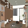 Modern Cat-Friendly Interior Design With Cat Trees Beds Litter Box And Play Rugs