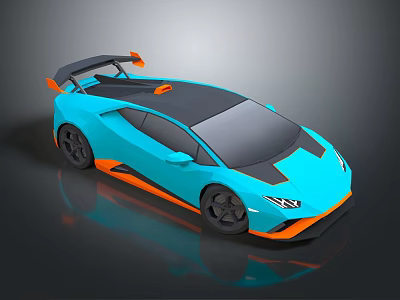 Blue Sports Car With Orange Accents Black Roof And Sleek Design 3d model